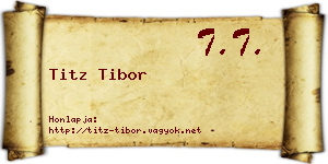 Titz Tibor névjegykártya